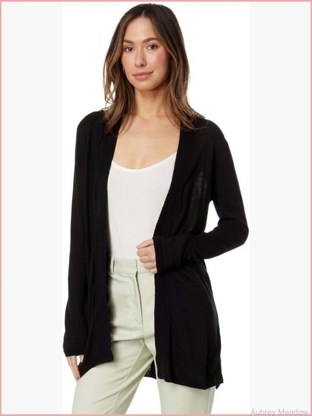 Lightweight Open Front Cardigan Long Sleeve Cotton Blend